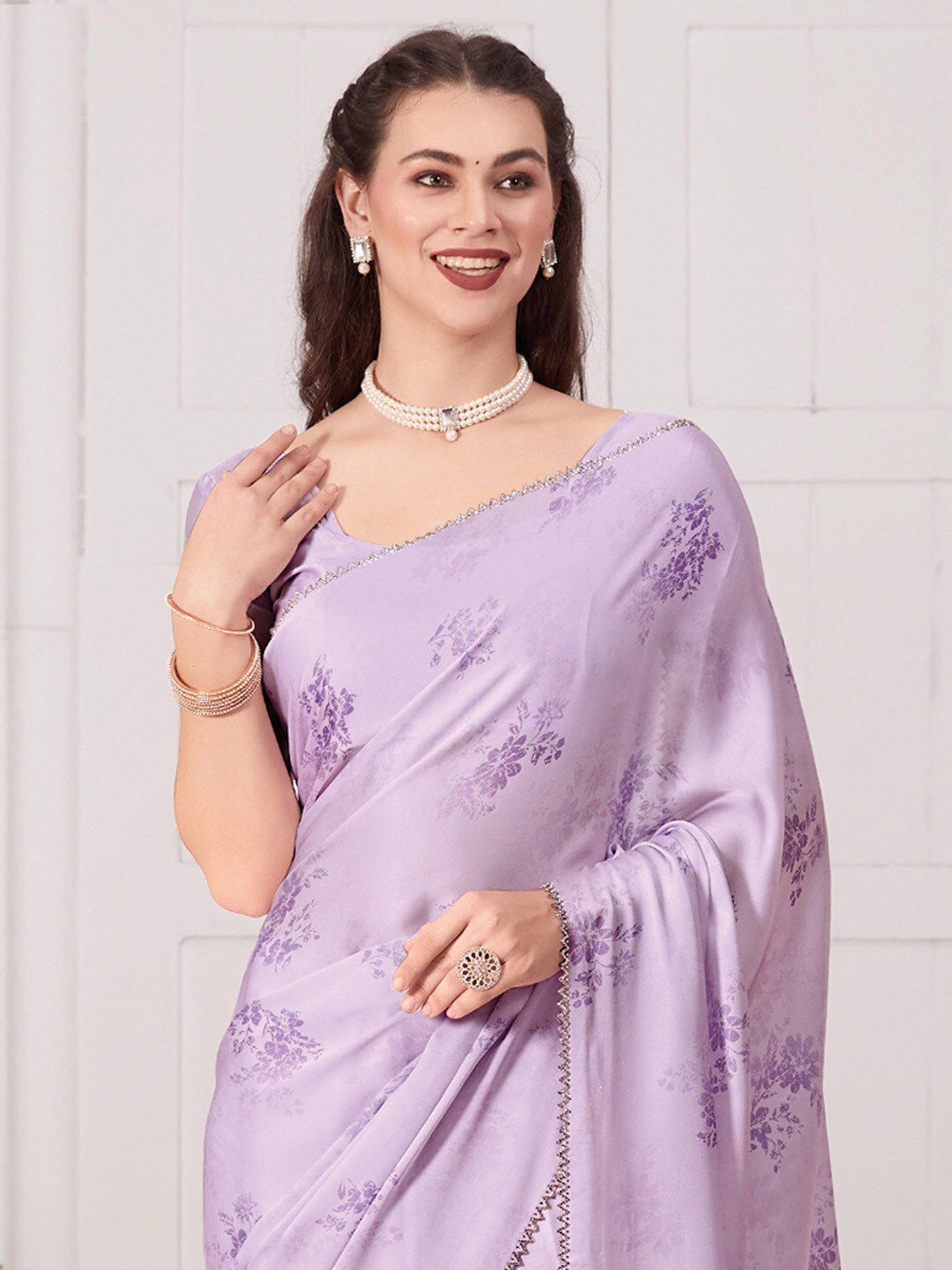 Saree mall Floral Printed Satin Sarees