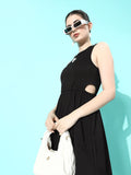 Dressberry Solid Cut-Outs Sleeveless A-Line Dress