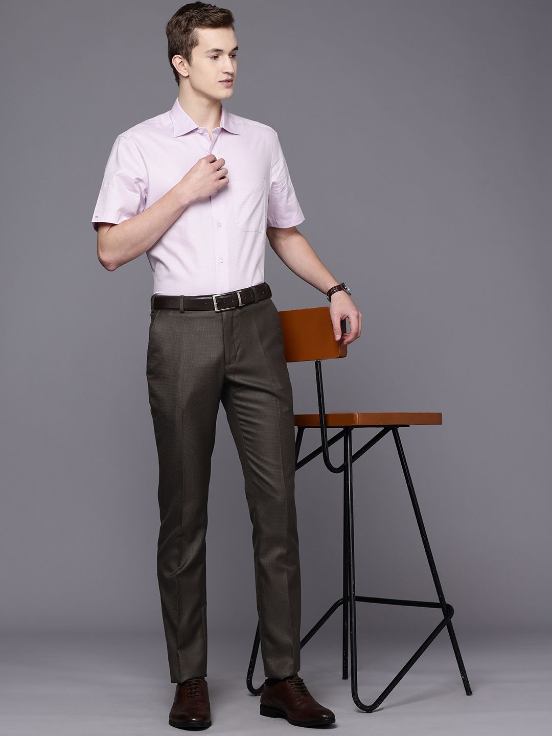 Raymond Men Textured Slim Fit Formal Trousers