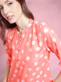 DressBerry Polka Dot Print Shirt Style Top