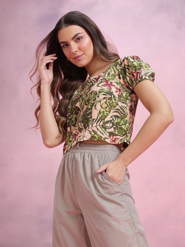 DressBerry Floral Print Puff Sleeve Top