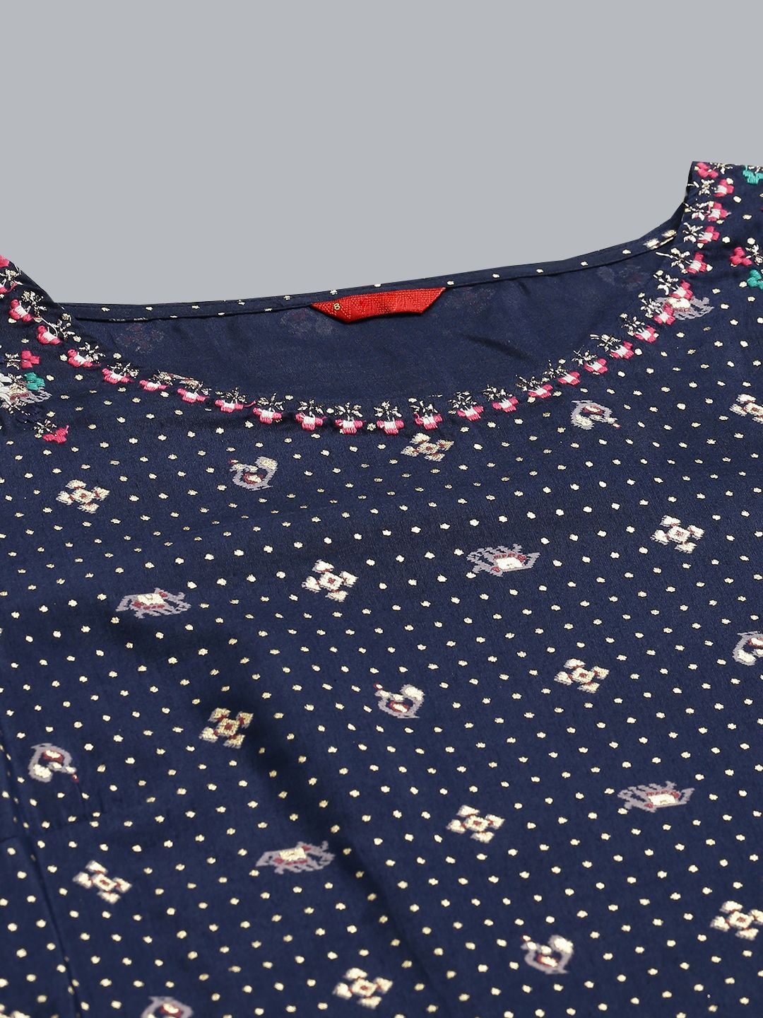 W Geometric Woven Design Thread Work A-Line Kurta
