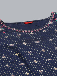 W Geometric Woven Design Thread Work A-Line Kurta