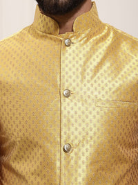 SOJANYA Men Woven Design Kurta with Churidar with Nehru Jacket