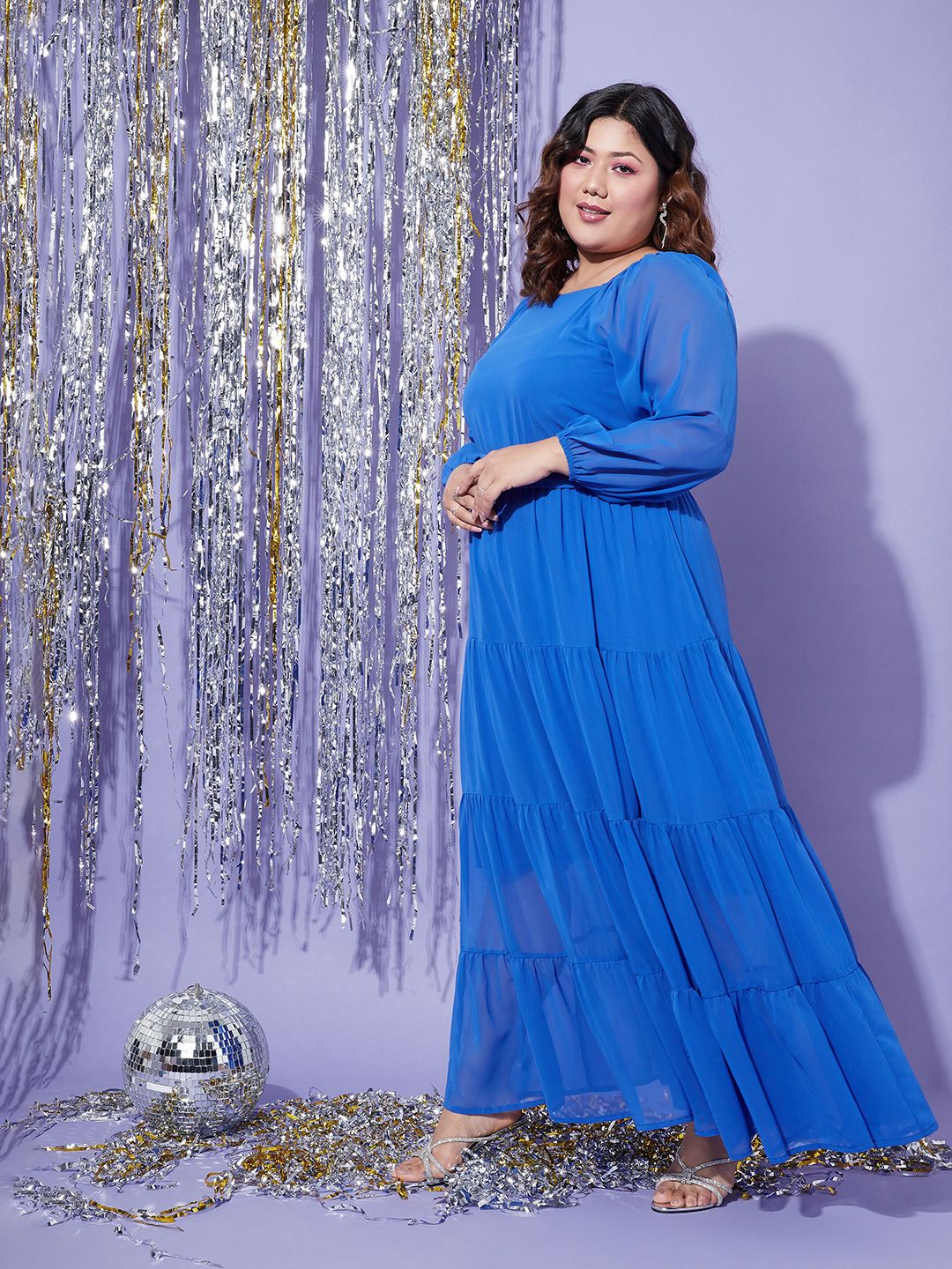SASSAFRAS Curve Georgette Tiered Maxi Dress