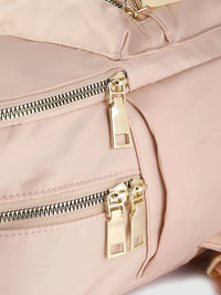Lino Perros Women Peach-Coloured Solid Laptop Backpack