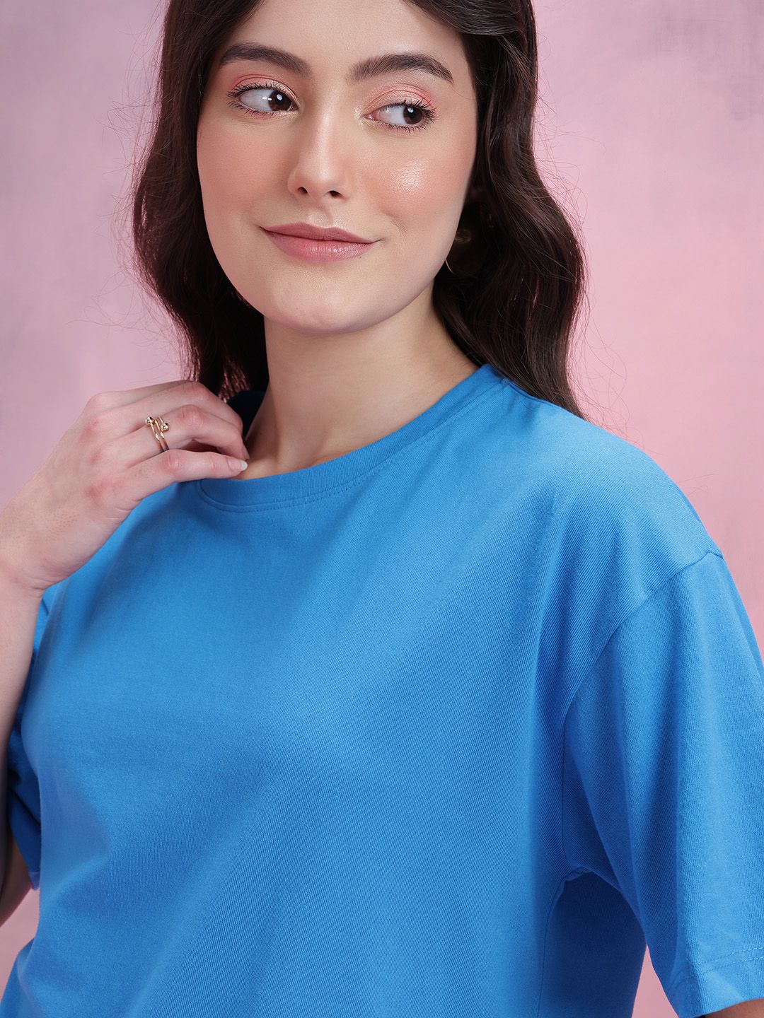 DressBerry Women Drop-Shoulder Sleeves Boxy T-shirt