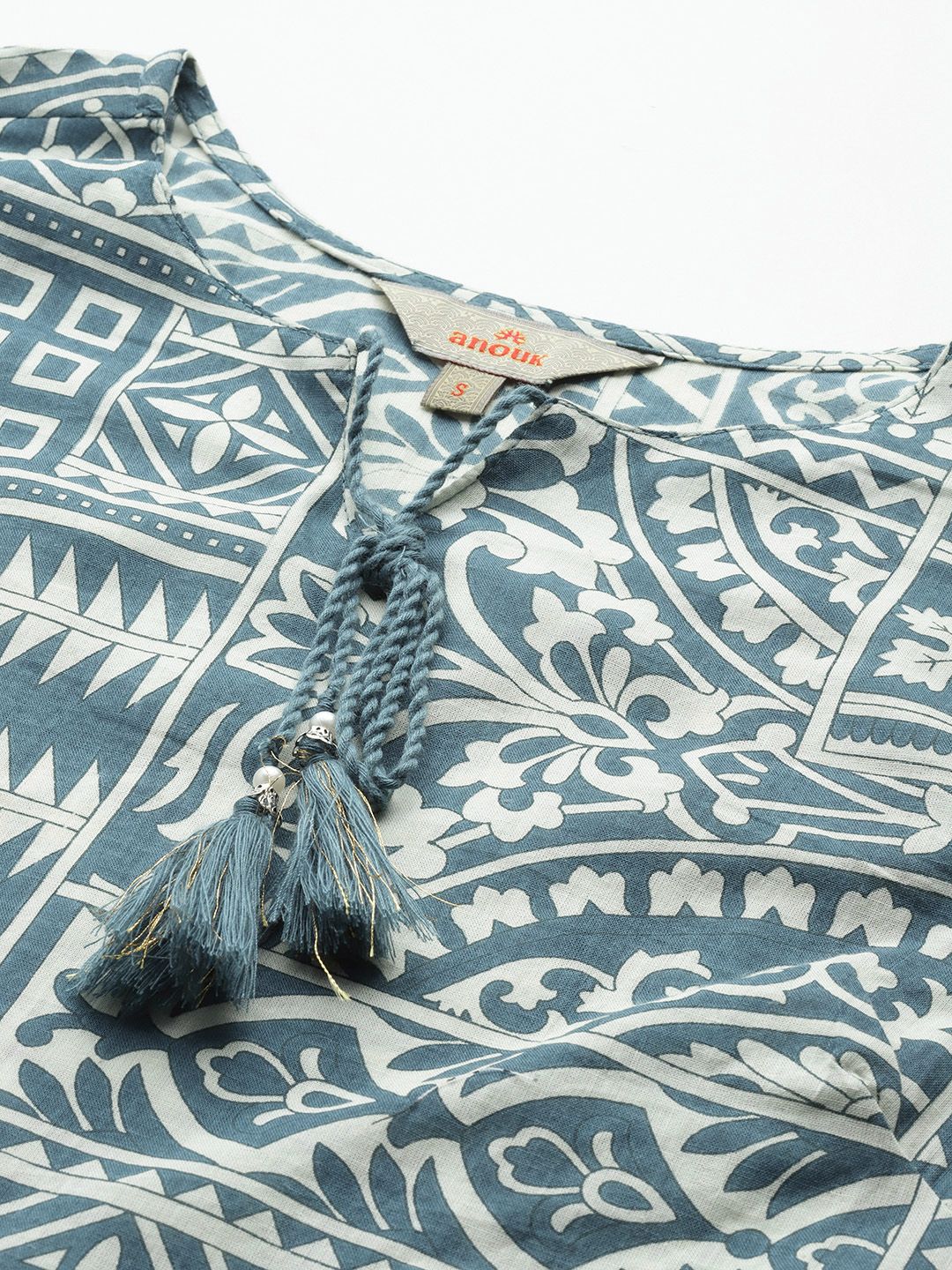 Anouk Ethnic Motif Print Pure Cotton Kurta with Trousers & Dupatta