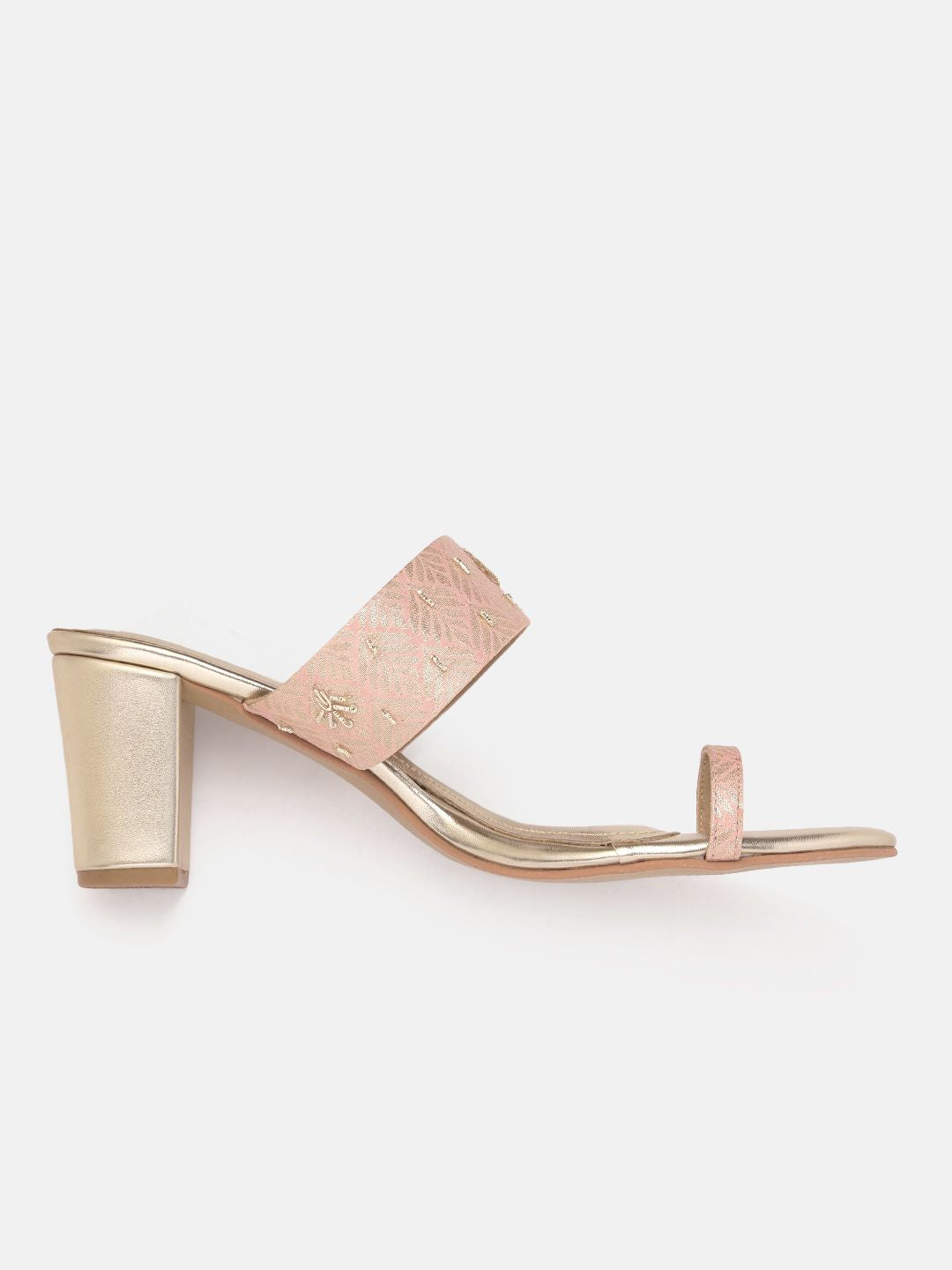 House of Pataudi Woven Design Ethnic One Toe Block Heels