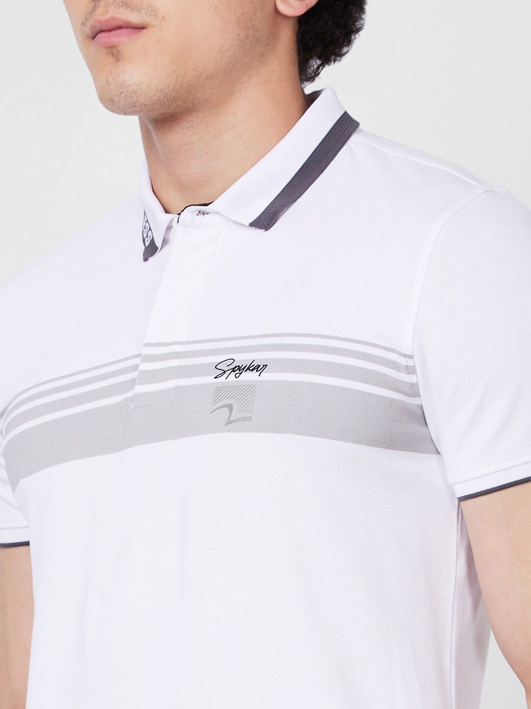 SPYKAR Self Design Polo Collar Cotton Slim Fit T-shirt