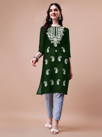 Kalini Paisley bersulam Chikankari Straight Kurta