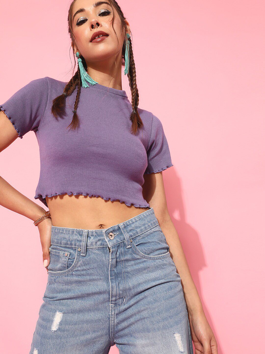 STREET 9 Women Elegant Lavender Solid Top
