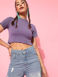 STREET 9 Women Elegant Lavender Solid Top