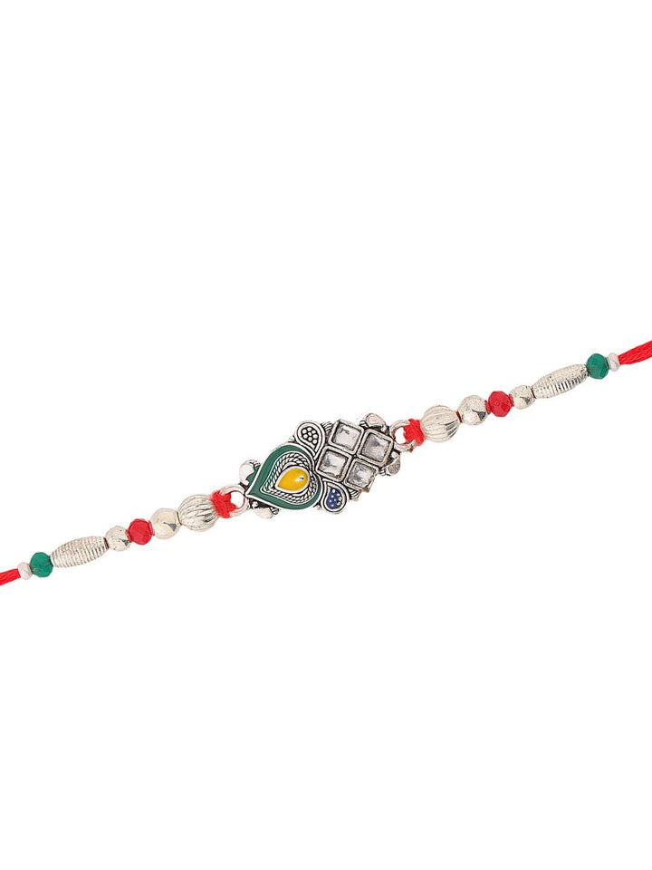 Voylla Regal Kundan Peacock Feather Thread Rakhi