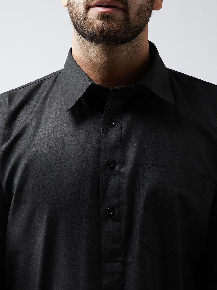 SOJANYA Lelaki Hitam Solid Kurta Lurus
