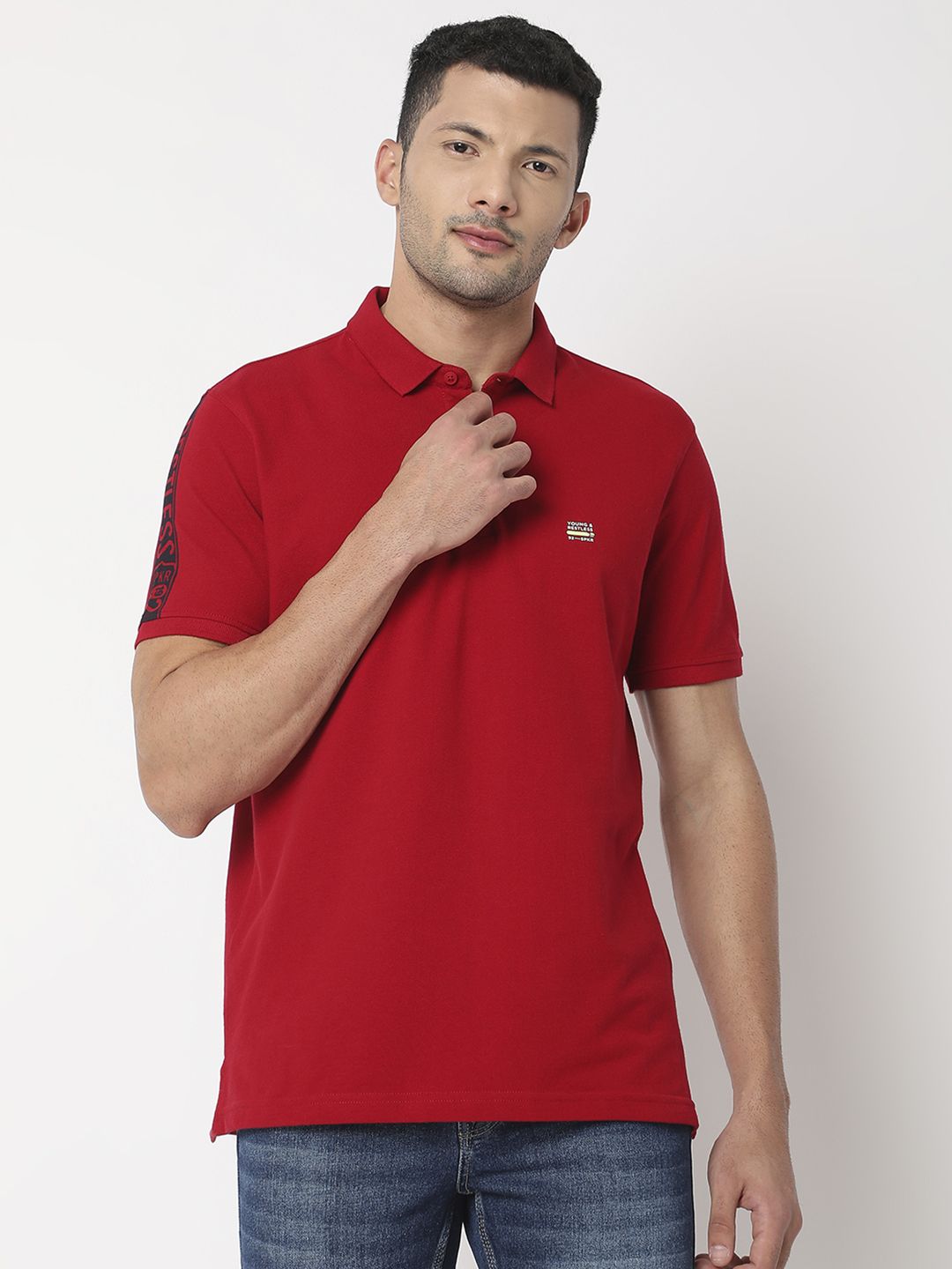 SPYKAR Polo Collar Slim Fit Pure Cotton T-shirt