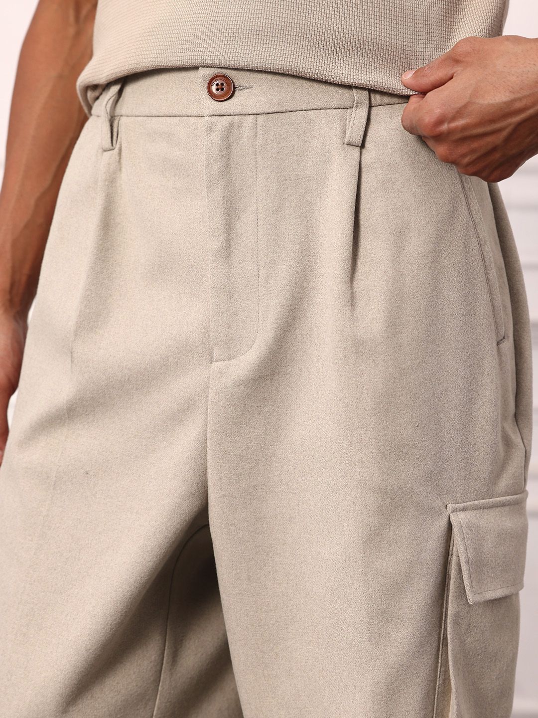 Mr Bowerbird Men Oversized Fit Pleated Cargos
