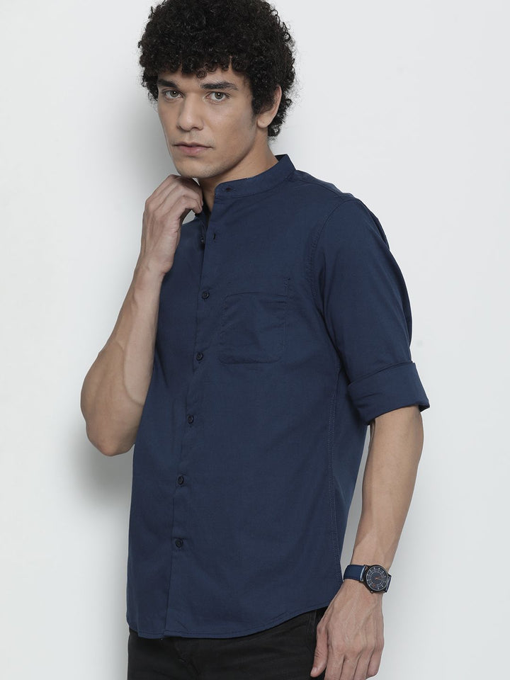 The Indian Garage Co Men Navy Blue Solid Casual Shirt