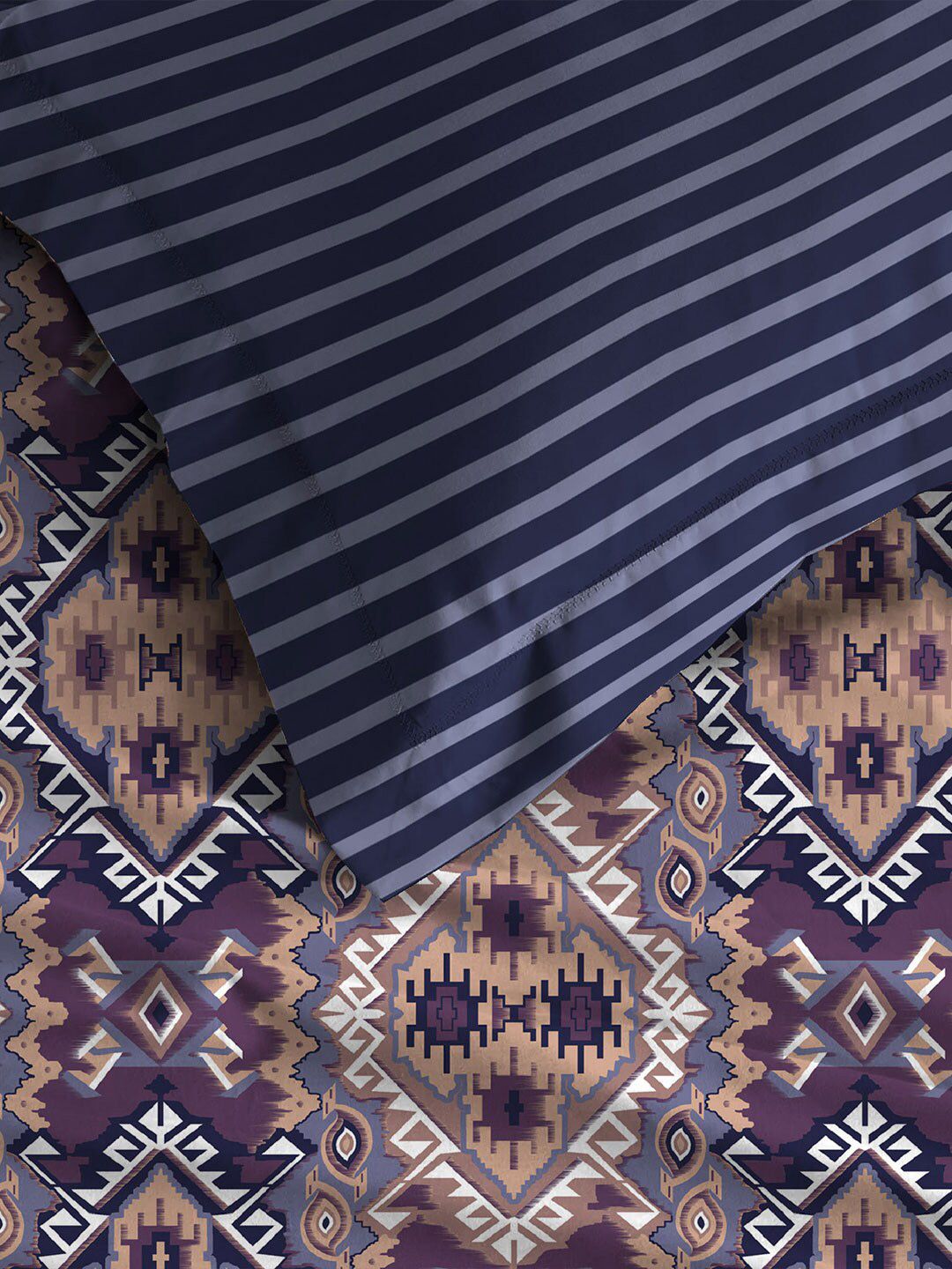 MYTRIDENT Modern Indigo Urban Comfort Flat 144TC Queen Cotton Bedsheet Set