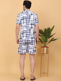 Sweet Dreams White Tie & Dye Printed Short Sleeves Casual Shirt With Shorts