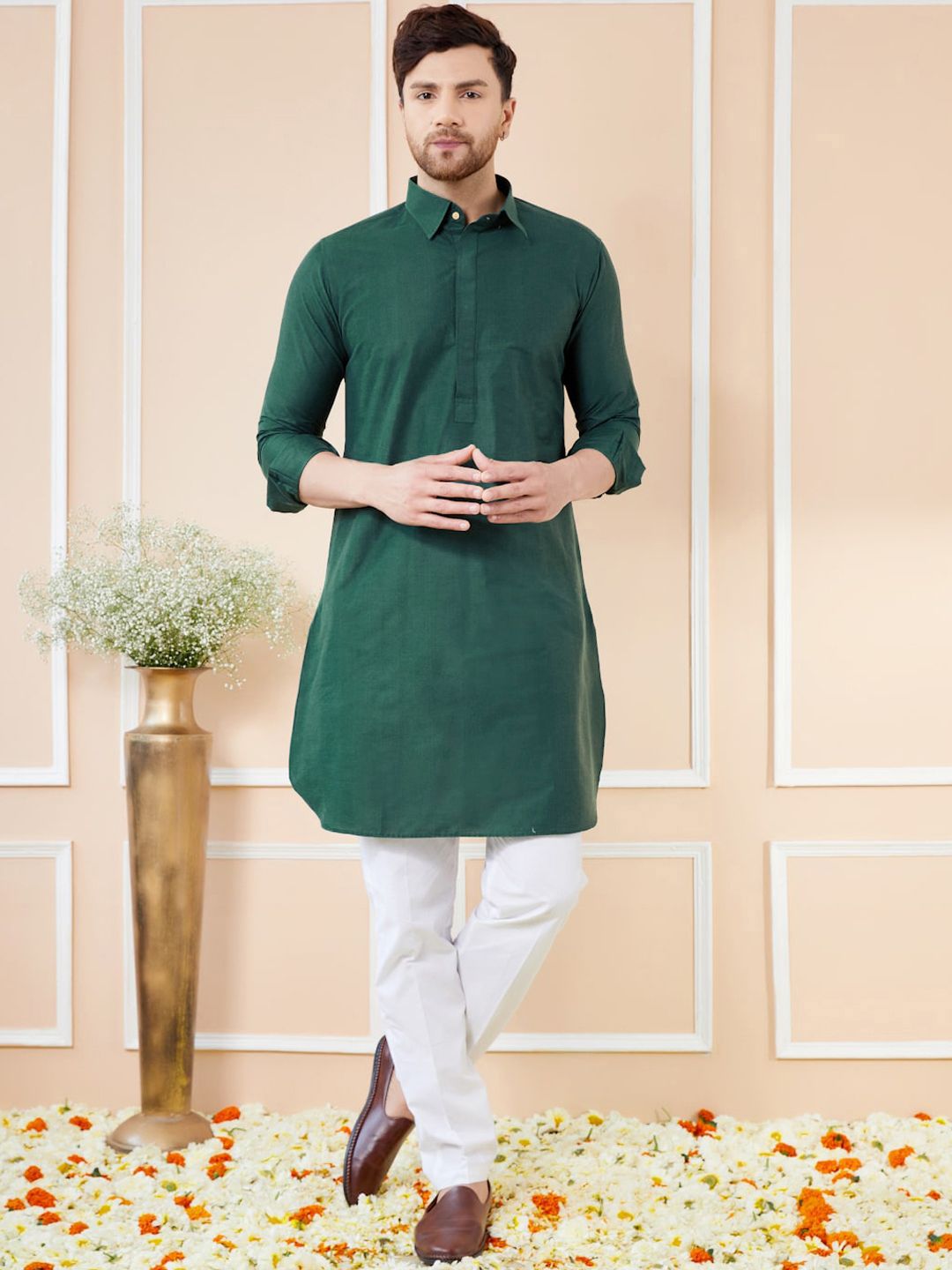 See Designs Shirt Collar Cotton Pathani Kurta