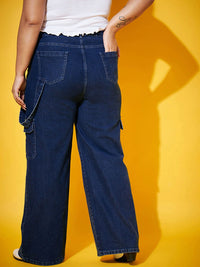 SASSAFRAS Curve Women Navy Blue Mid-Rise Comfort Straight Fit Stretchable Jeans