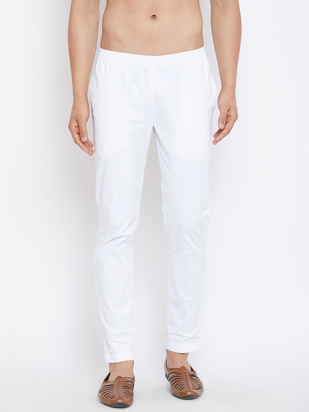 See Designs Men White Solid Churidar