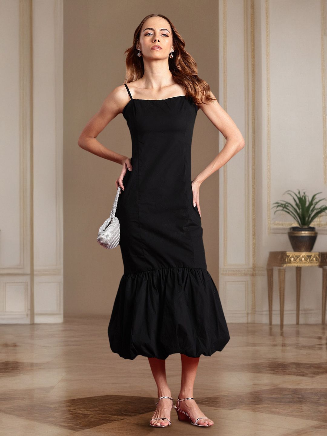 all about you Pure Cotton Shoulder Straps Drop-Waist Midi Dress
