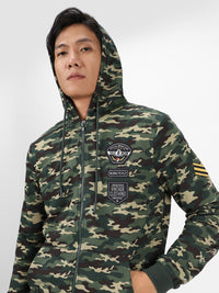 Urbano Fashion Cotton Camouflage Printed Hooded Neck Sweatshirt