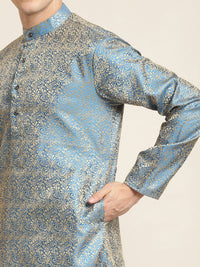SOJANYA Woven Design Mandarin Collar Silk Cotton Kurta