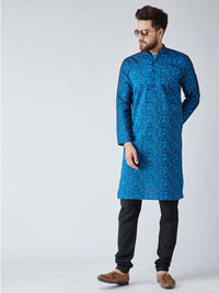 SOJANYA Men Blue Woven Design Straight Kurta