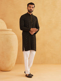 SOJANYA Embroidered Sequinned Pure Cotton Kurta with Churidar