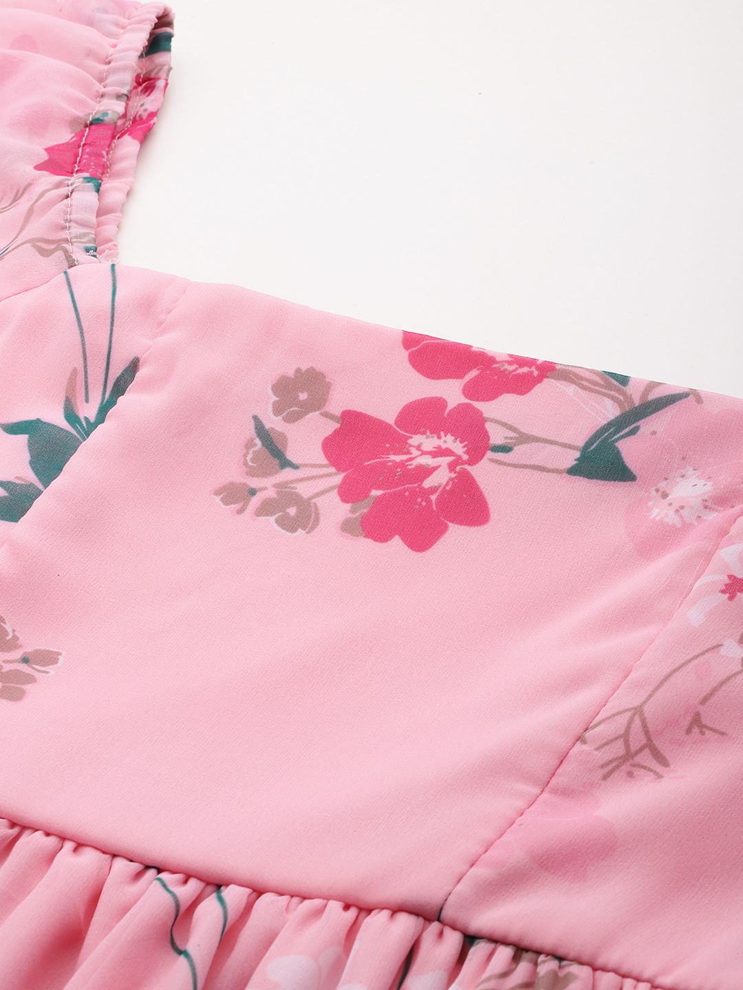 DressBerry Floral Print Puff Sleeve A-Line Dress