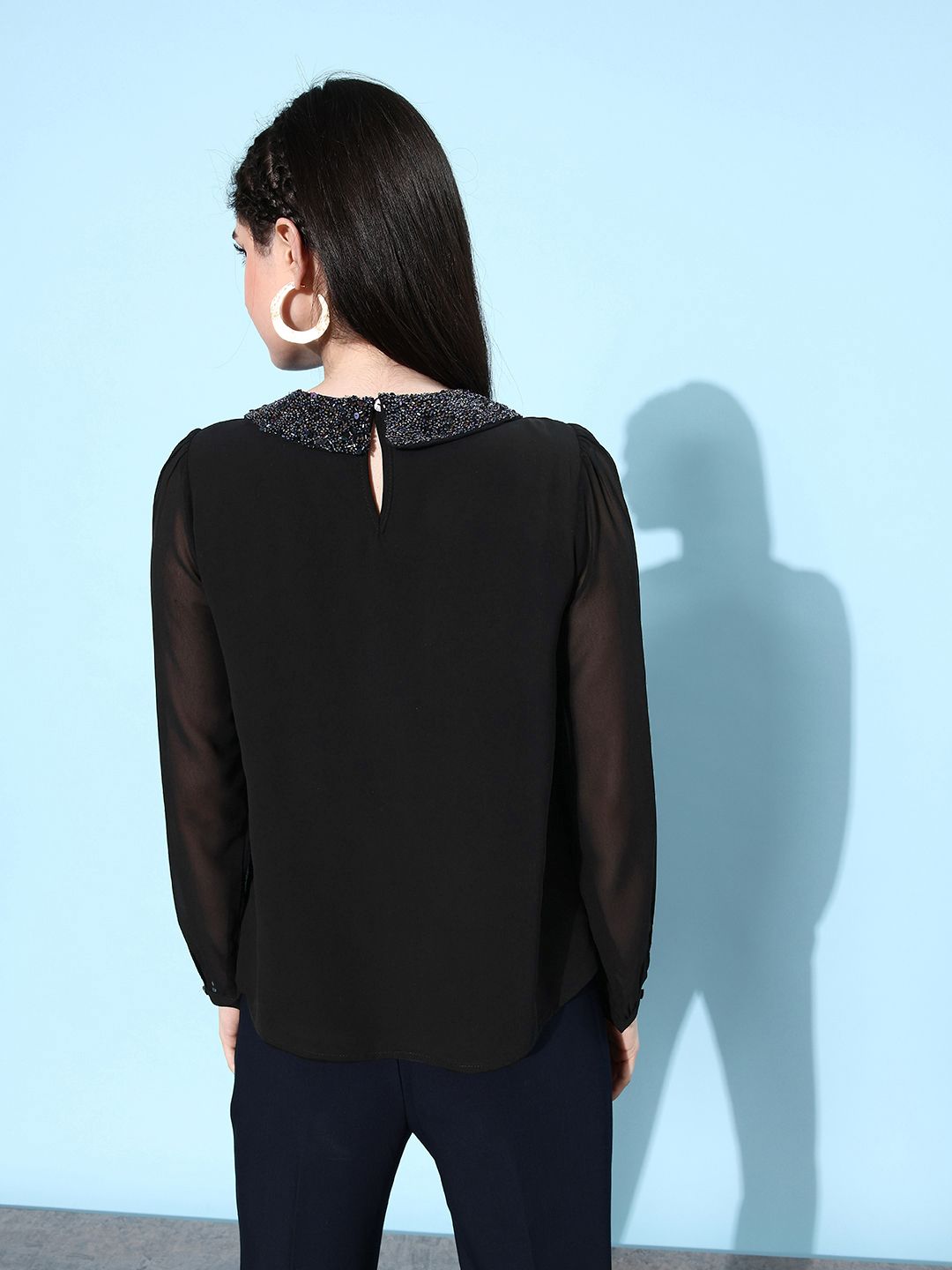 QUIERO Black Peter Pan A-Line Top