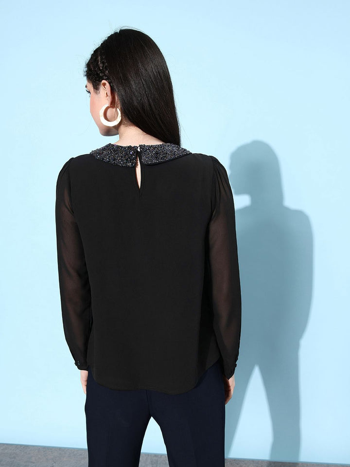 QUIERO Black Peter Pan A-Line Top