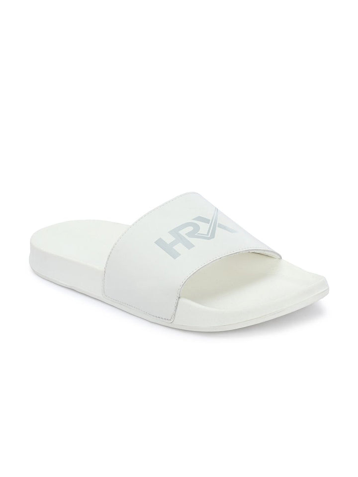HRX by Hrithik Roshan Men White & Grey Brand Logo Printed Sliders