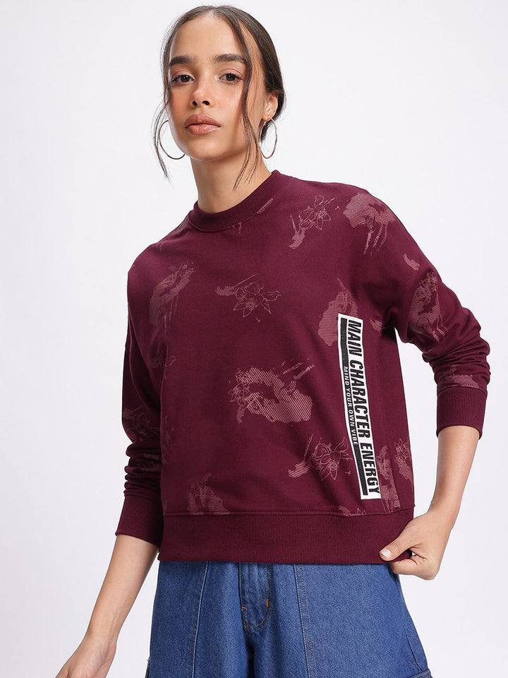 DressBerry Elevated Basics Printed Drop-Shoulder Sweatshirt