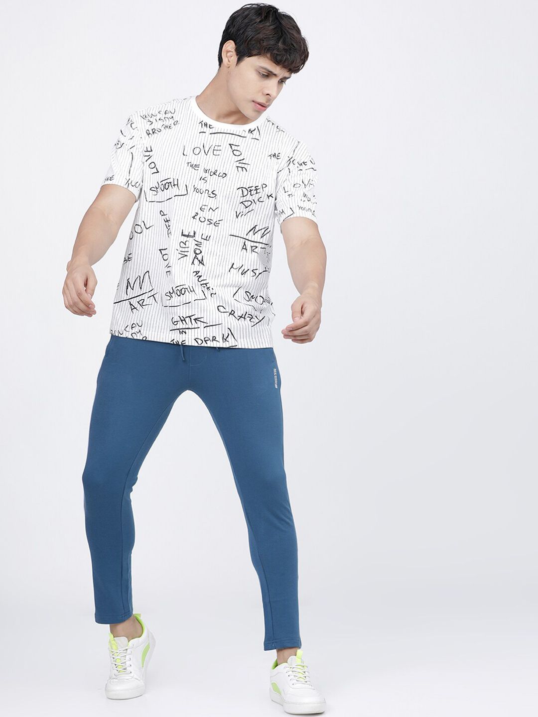 The Indian Garage Co Men Teal Blue Solid Slim-Fit Track Pants