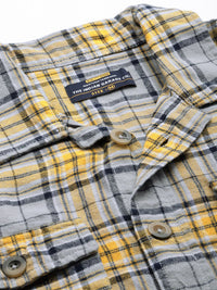 The Indian Garage Co Men Regular Fit Checked Double Flap Pocket Flannel Shirt