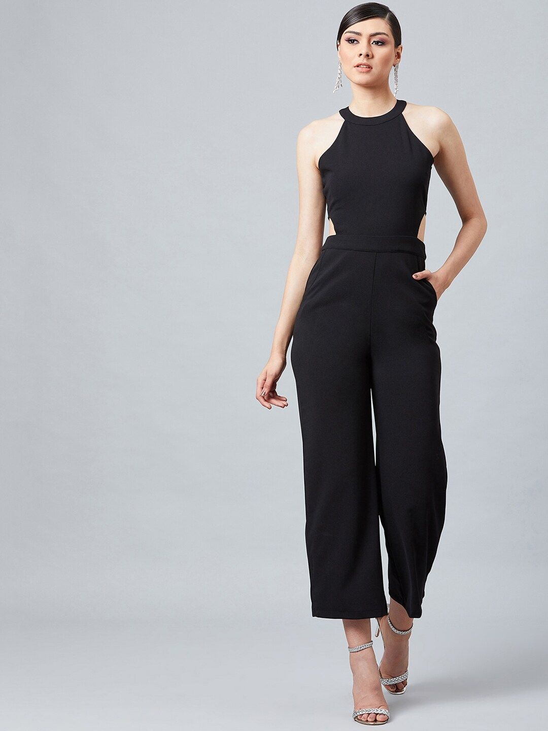 Athena Women Black Solid Basic Jumpsuit