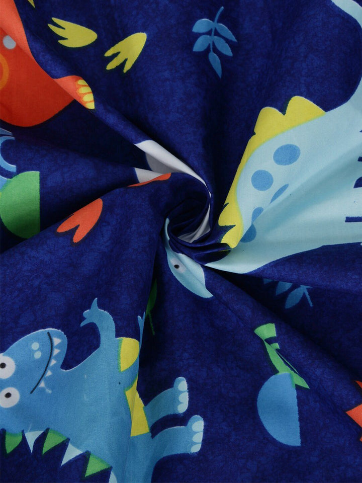 Klotthe Kids Blue Print 300 TC Cotton Blend double King Bed Sheet dengan 2 penutup bantal