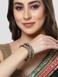 KARATCART Set Of 2 Gold-Plated Kundan-Studded Bangles