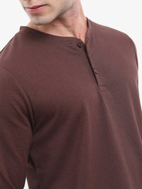 Highlander Henley Neck Popcorn berstruktur tshirt biasa
