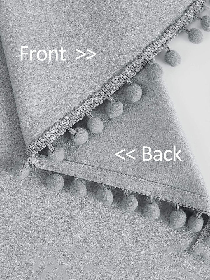 STITCHNEST Grey 2 Pieces Velvet Black Out Window Curtains