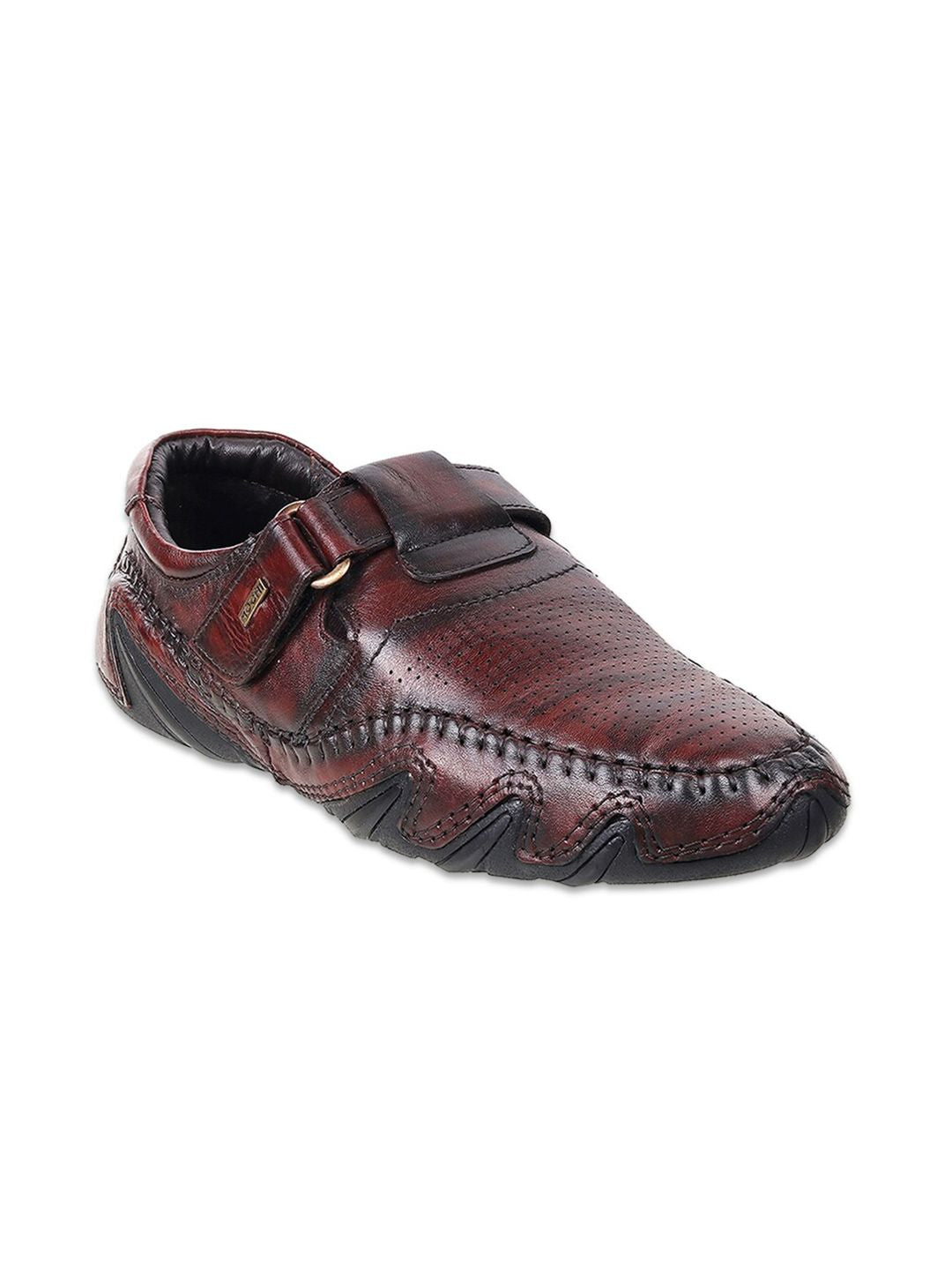 Mochi Men Brown Leather Shoe-Style Sandals
