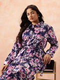 all about you Plus Size Floral Print Co-Ords With a Tie-ups Belt