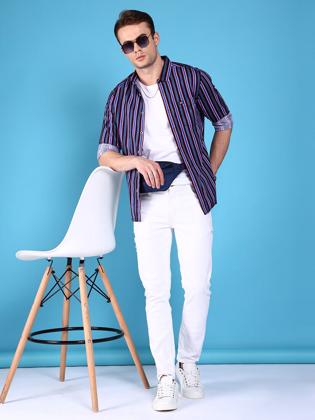 The Indian Garage Co Slim Fit Vertical Stripes Cotton Casual Shirt