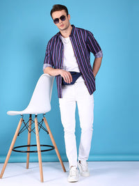 The Indian Garage Co Slim Fit Vertical Stripes Cotton Casual Shirt