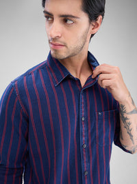 SPYKAR Men Slim Fit Opaque Striped Spread Collar Casual Shirt
