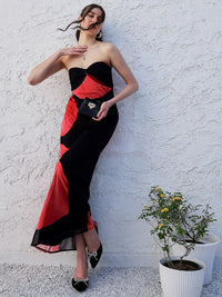 Athena Black Abstract Printed Strapless Maxi Dress